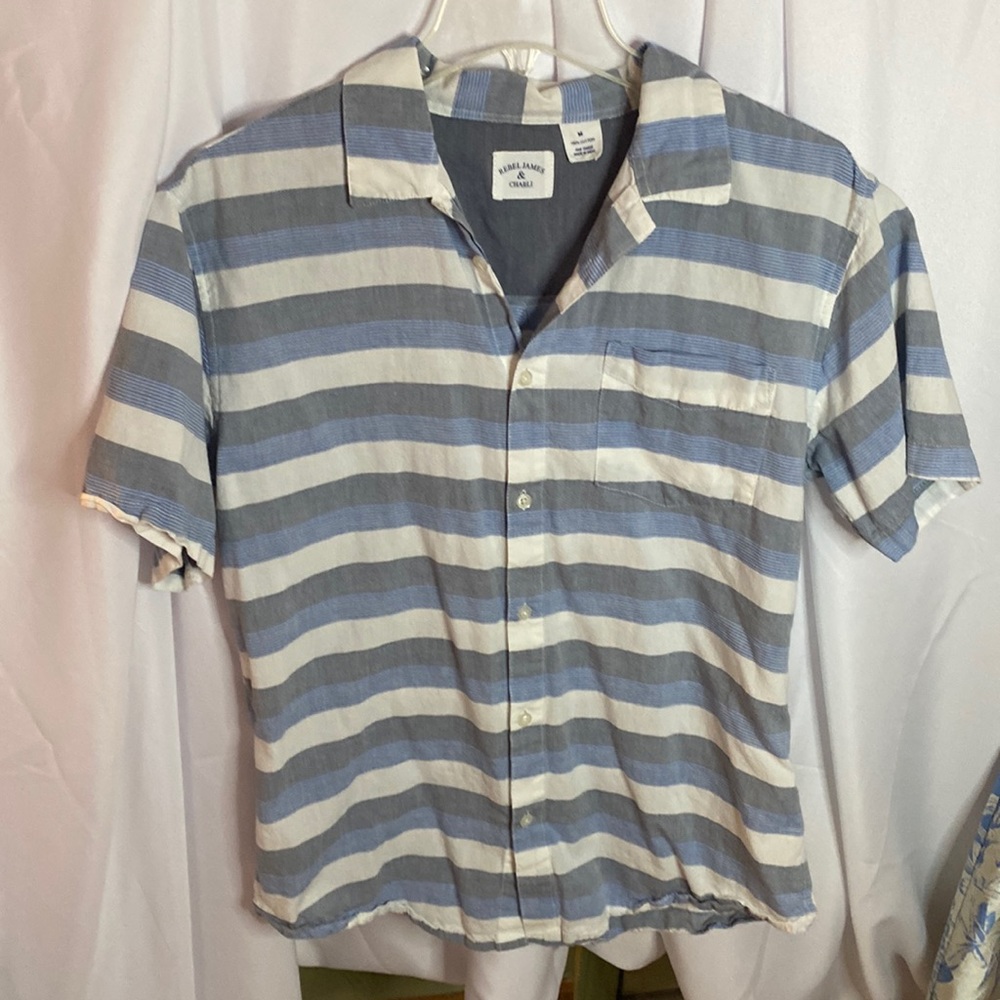 Mens Rebel James &Charli striped short sleeve shirt